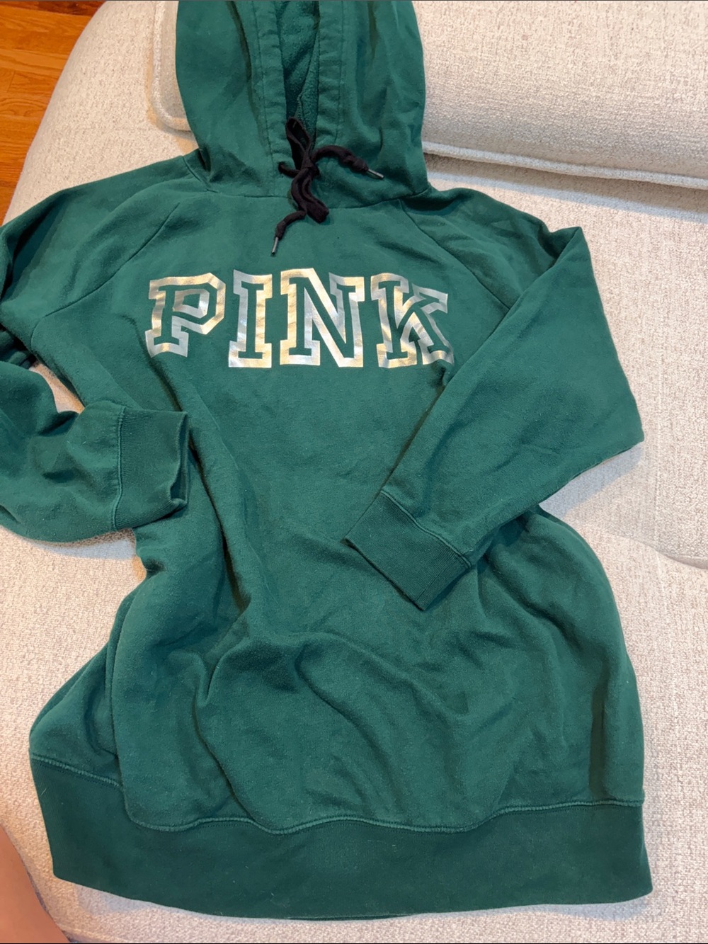 PINK Victoria's Secret Dark Green Oversized Pullover Hoodie